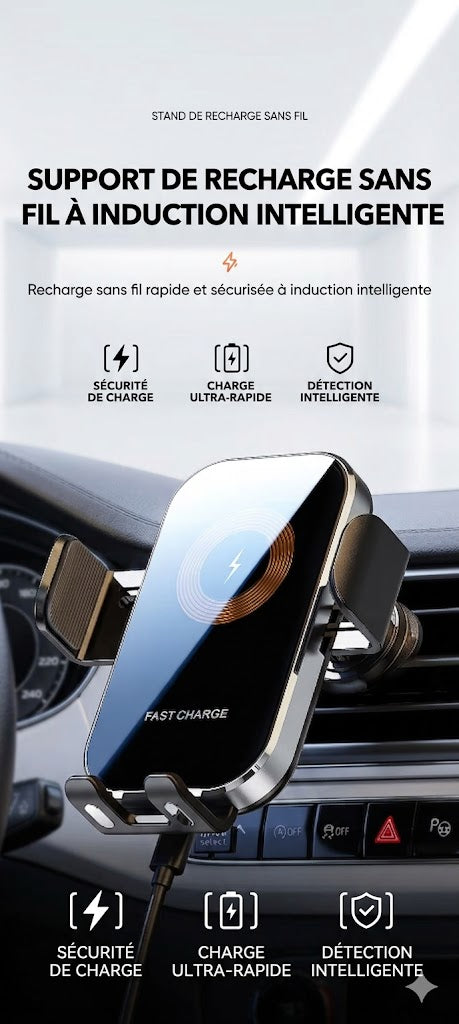 Support de téléphone Auto X12 : Charge Sans Fil Rapide (15W)