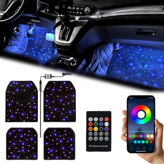 Tapis de Sol Auto "Ciel Étoilé" RGB – Pack Complet, Étanches & Musique Sync