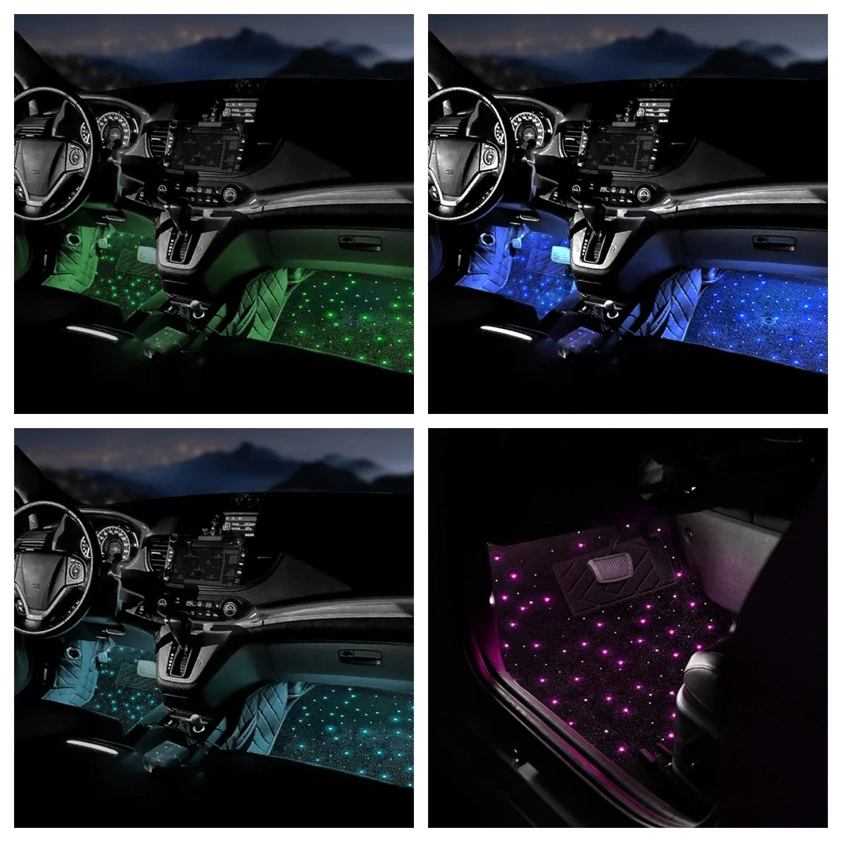 Tapis de Sol Auto "Ciel Étoilé" RGB – Pack Complet, Étanches & Musique Sync
