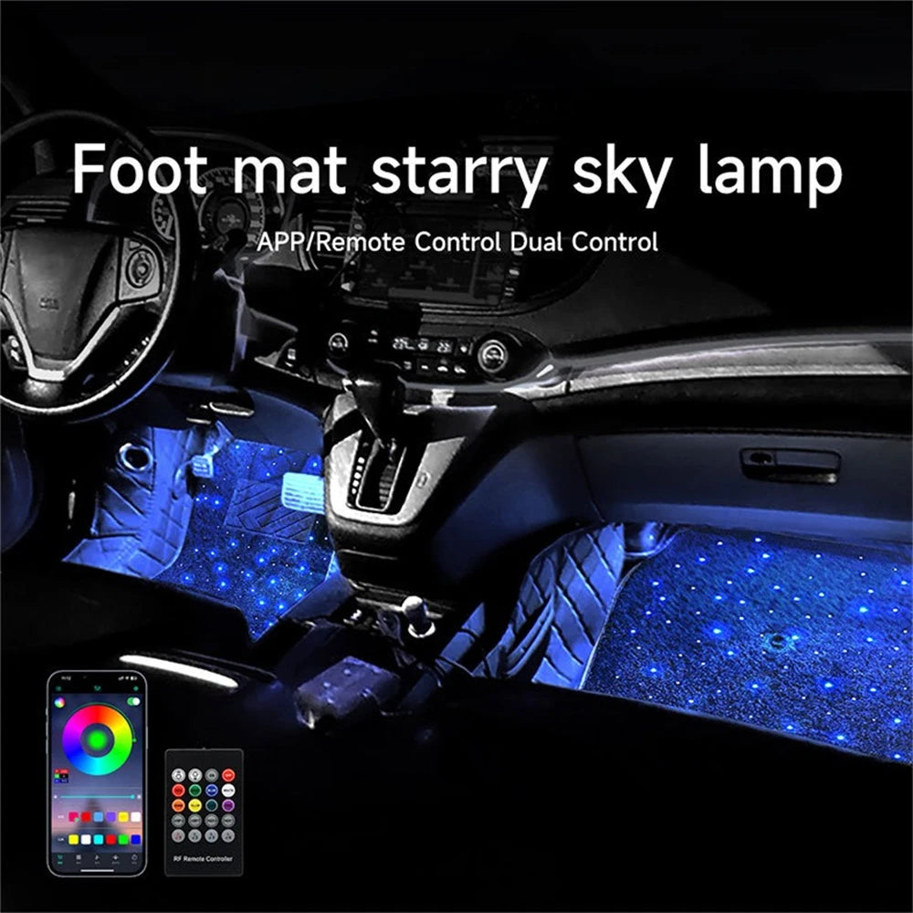 Tapis de Sol Auto "Ciel Étoilé" RGB – Pack Complet, Étanches & Musique Sync